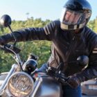 A rider following Texas motorcycle helmet laws.